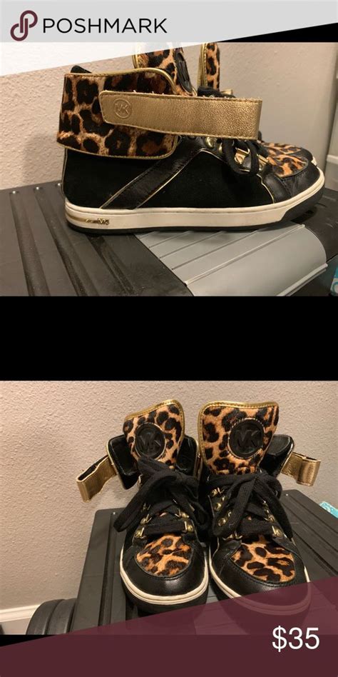 damaged michael kors white leopard gym shoes|Michael Kors leopard print shoes.